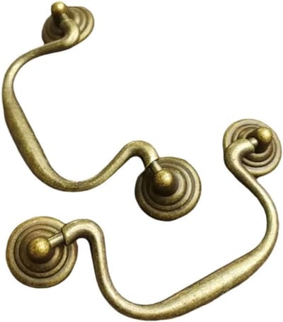 Antieke Bronzen Ladehandgrepen 2 stuks, 9 cm Gatafstand, Vintage Meubelaccessoires voor Kasten en Dressoirs, 11 cm Lengte