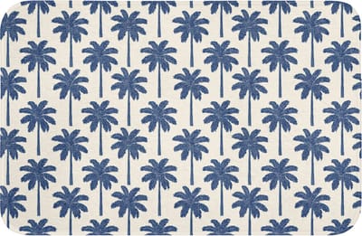 WC mat 60x40 cm - Antislip - Symmetrisch - Palm - Blauw - Toiletmat - Vloermat - Douchemat - Toilet tapijt - Toiletmatten