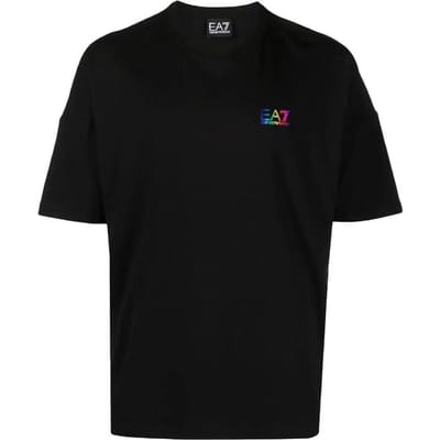 Emporio Armani EA7 SS23 Logo Print Ronde Hals Korte Mouw T-shirt Heren tops Zwart 3RPT12-PJLBZ-1200 L black