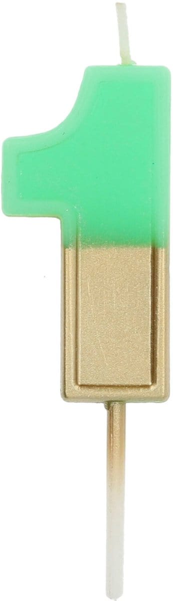Folat - Kaars Retro Cijfer 1 Groen - 5 cm