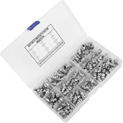 Vetnippel Fittingen - Smeernippels Assortiment - Onderhoud Voertuigen - Corrosiebestendig Koolstofstaal - 115 Stuks - Zilver