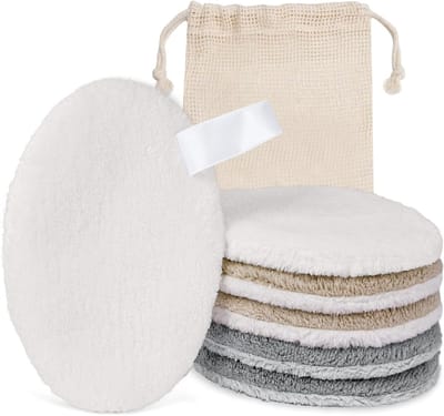 Herbruikbare make-up remover pads, set van 6 ultrazachte koraalfleece gezichtsreinigingspads met ophanglus en reistas, wasbare hypoallergene gezichtspads voor alle huidtypen, duurzaam en ecologisch