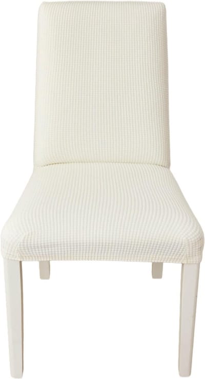 6 Stuks Elastaan Stoelhoezen, Jacquard Stoelbekleding voor Bruiloft, Feest en Banketdecoratie, Bi-Elastische Stretchhoezen (Melkwit)