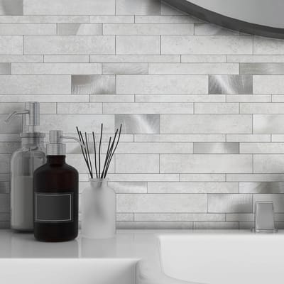 Dailygoods - Zelfklevende Tegels voor Keuken en Badkamer - 10 Stuks Betongrijs Mozaïek