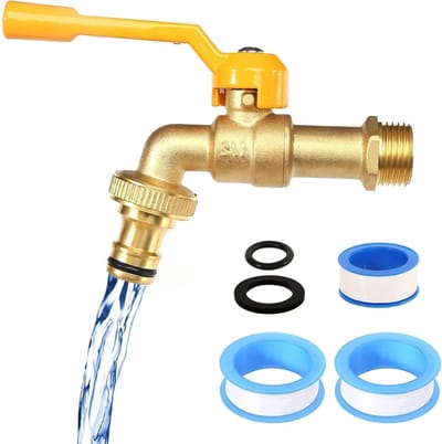 Kraan 1/2 Inch Messing met 3 Hechttaps, Buitenkranen, Universele Tuinkraan voor Wasmachine, Watertank en Regenwateropvang