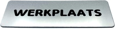 Deurbordje RVS-Look met tekst werkplaats - Ronde letter - Formaat 150 mm x 50 mm x 1,6 mm - Zelfklevend | Geborstelde RVS-look toplaag | Gratis Verzending | Decoporta