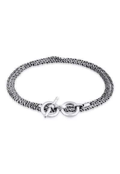 KUZZOI - Armband - Heren T-Bone Massief Robuust Geoxideerd Koord Ketting in 925 Sterling Zilver - Heren