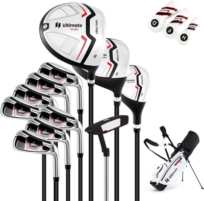 COSTWAY Complete dames golfclubset, 11-delige golfclubset rechtshandig met regenhoes, golfset met 1 driver en 3 fairway & 4 hybride & 6/7/8/9/P ijzer & putter