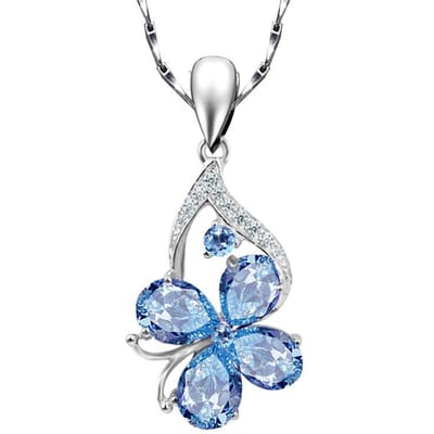 POMOiii Nieuwe Temperament Mode Zeeblauw Simulatie Topaas Waterdruppelvormige Klaver Hanger Vrouwelijke Koreaanse Sleutelbeenketting Fijne Sieraden Nieuwe Trendy