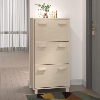 vidaXL - Schoenenkast - HAMAR - 59,5x35x117 - cm - grenenhout - honingbruin