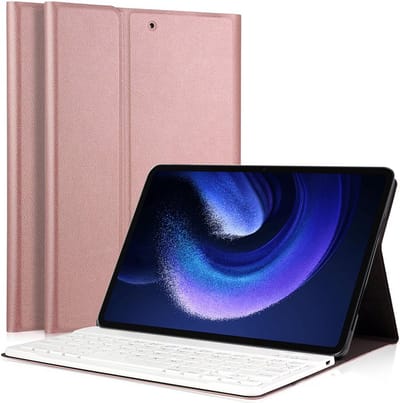 Hoes met toetsenbord geschikt voor Xiaomi Pad 6 / 6 Pro - Keyboard Book Case Cover Hoesje Rosegoud