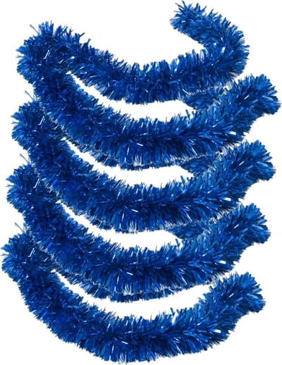 Kerstslingers - 4x stuks - glitter blauw - folie lametta - 180 x 12 cm - extra brede slinger/kerstboom versiering
