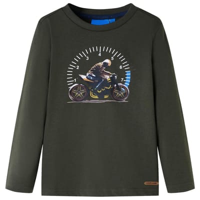 vidaXL - Kindershirt - met - lange - mouwen - 104 - kakikleurig