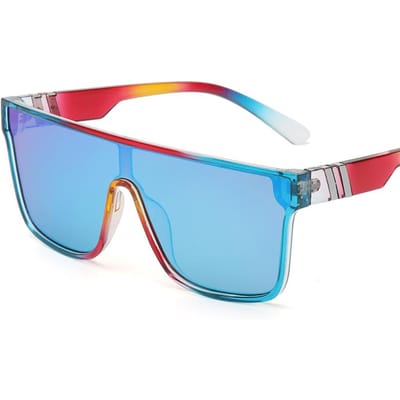 Modieuze zonnebrillen, luxe, groot montuur, eendelige zonnebril voor mannen en vrouwen, klassieke outdoor-, autorij- en sportbril, UV400-bescherming. blue