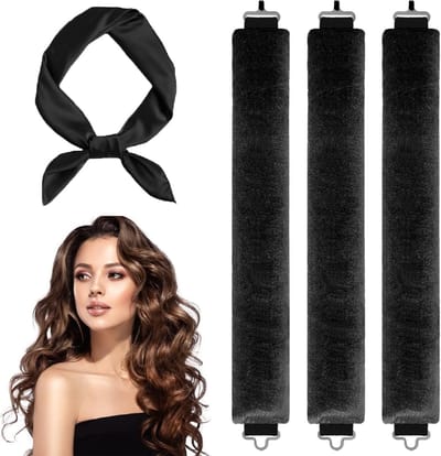 3-delige Set van Heatless Curling Staven en Nachtelijke Krulrollers voor Gezond Haar - Zachte Krullen, Geen Hitte, Verstelbare Styling Kit voor Salonwaardige Resultaten