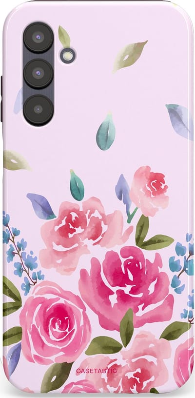 Casetastic hoesje geschikt voor Samsung Galaxy A25 - Dubbellaagse bescherming - Aquarel Bloesem - Fashion Case - Lichtroze Lila Saliegroen