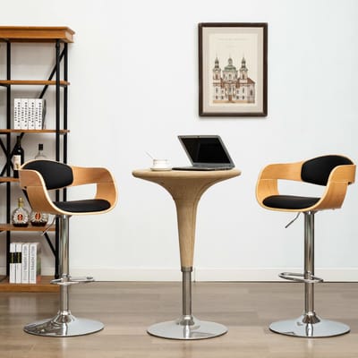 vidaXL - Barkrukken - 2 - st - gebogen - hout - en - kunstleer - zwart
