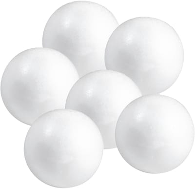 Piepschuim bol/bal - 6x - wit - D15 cm - styropor - hobby figuren - DIY - knutselen - basis materiaal