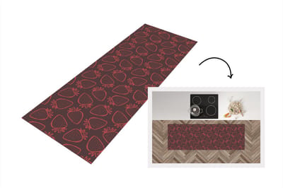 Keukenloper - Loper keuken - Patronen - Aardbei - Stippen - Fruit - 150x50 cm - Keukenloper vinyl