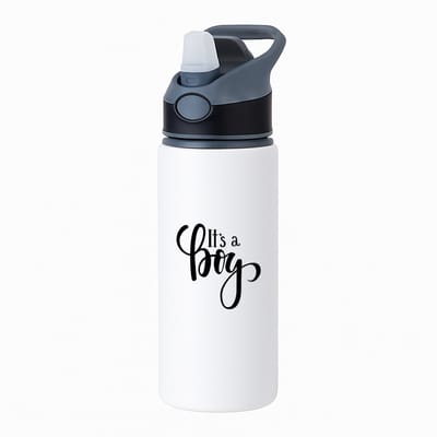 Hacebo® - It's a Boy waterfles met rietje zwart - Baby - Kersverse ouders - Geboorte kraamcadeau jongen - babyshower - water fles - 650ML