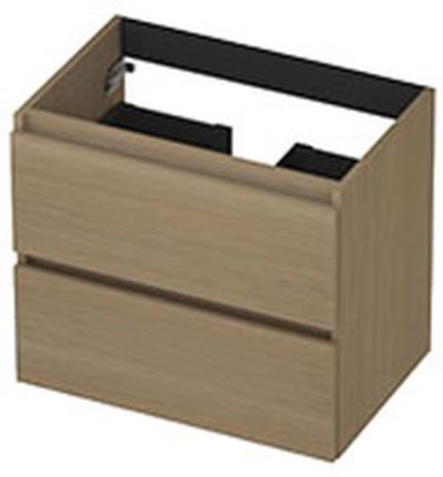 INK - Onderkast 2 Laden Greeploos met Houten Keerlijst - 600x400x520 Mm - Olijf Eiken