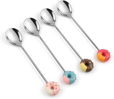 Set van 4 schattige koffielepels van roestvrij staal voor thee, koffie, desserts en dranken