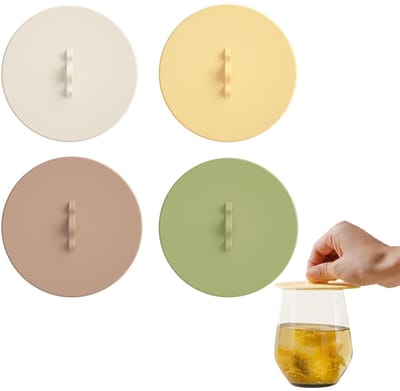 Dailygoods- Siliconen Deksels 10 cm - Herbruikbaar Deksel - Voedselveilige Deksels - Glazen Afdekking - 4 Stuks - Kleurrijke Variatie