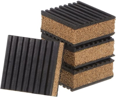 Dailygoods- Vibratiepads 4 Stuks - Antislip/Geluidsreductie - Duurzaam Rubber/Kurk - Voor Wasmachine/Loopband - Olie- en Weerbestendig - 2" x 2" x 7/8 - Geluidsisolatie
