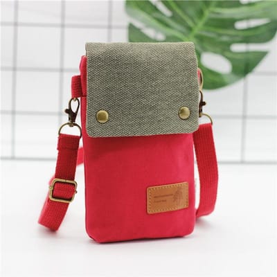 Effen Kleur 3 Laags Crossbody Mobiele Telefoon Tas Eenvoudige Stoffen Dames Tas Mode Schoudertas Portemonnee rood