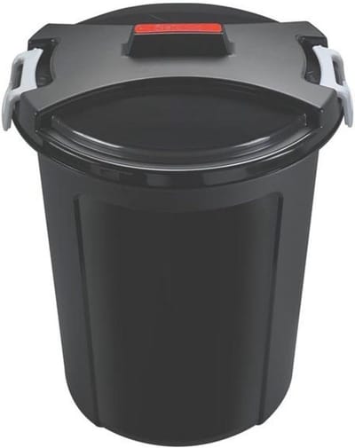 Universele ton met deksel - 75 liter, 66 cm hoog, zwart