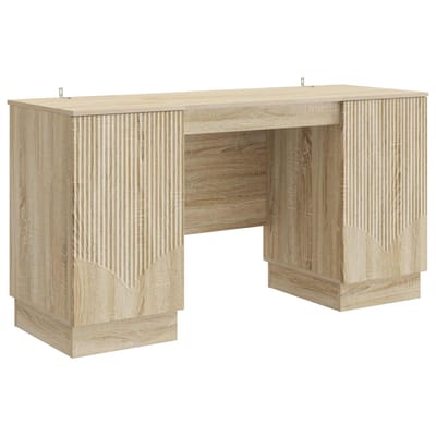 vidaXL - Bureau - Sonoma - Eiken - 142,5 - x - 50 - x - 75 - cm - Bewerkt - hout
