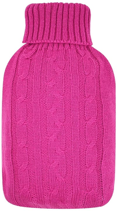 Dailygoods- Hoes Warmwaterkruik - Isolerende Kabelgebreide Hoes - Gedraaid Gaas - Framboosroze - Eenheidsmaat 31 x 20 cm - Voor 2 Liter Kruik