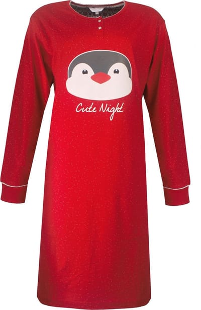 Tenderness Dames Nachthemd - 100% Gekamde Katoen - Rood - Maat M