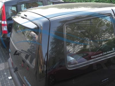 Fiat Cinquecento zwart dakspoiler roofspoiler pasvorm roof merk Team Heko