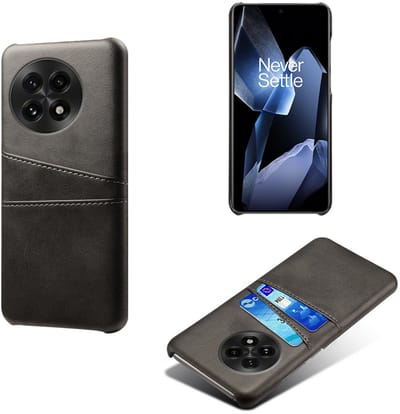 Hybride Backcover met Opbergvakjes + Glas Screenprotector voor OnePlus 13R _ Zwart