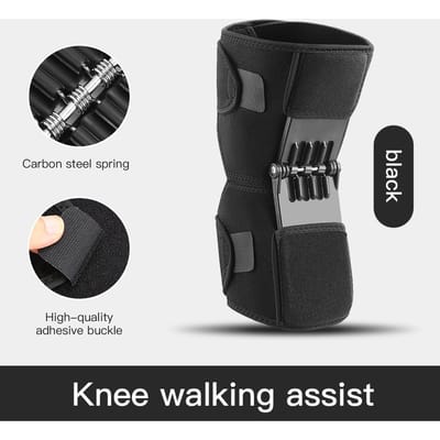 1 pièce Support Articulaire Genouillère Antidérapante Rehausseur Soulagement de la Douleur Parfait Pour la Performance du Genou Stabilisateur à Ressort Booster de Genou Fonctionnel Travail Sport noir
