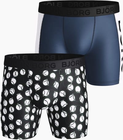 Björn Borg - Heren - Sport Boxershort Tennis 2-Pack - Blauw/Groen/Zwart - Maat S