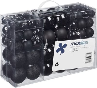 Relaxdays Kerstballen - 100x st - zwart - D3, D4, D6 cm - kunststof