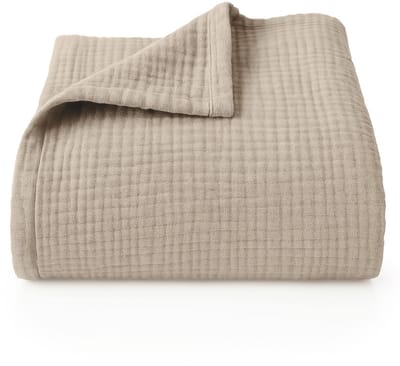 Blumtal Bedsprei Katoen Mousseline - OEKO-Tex gecertificeerd - Lichtgewicht sprei - 150 x 200 cm - Beige