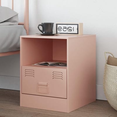 Nachtkastje - Bijzettafel Slaapkamer - Opbergen Kleine Items - Stabiel Koudgewalst Staal - 345x39x44 cm - Roze