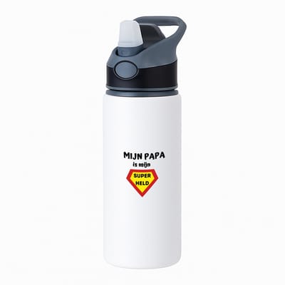 Hacebo® - mijn papa is mijn superheld waterfles met rietje zwart - Vader - super papa - vader cadeautjes - vaderdag - verjaardag - geschenk - kado - water fles - 650ML