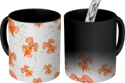 Magische Mok - Foto op Warmte Mokken - Koffiemok - Konijnen - Groente - Patronen - Magic Mok - Beker - 350 ML - Theemok