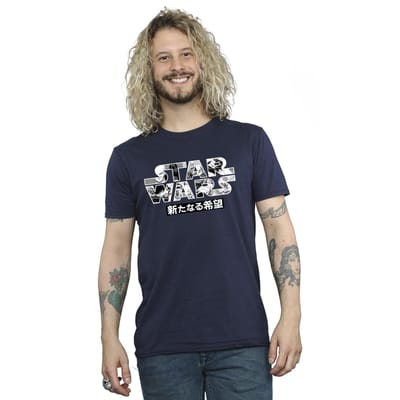 Star Wars Heren Japans Logo T-shirt (Marineblauw)