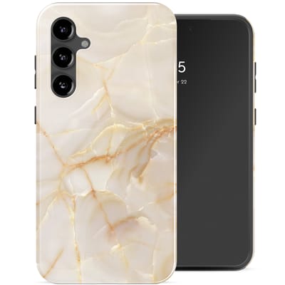 Selencia Hoesje - Geschikt voor Samsung Galaxy S23 FE - Backcover - Golden Beige Marble