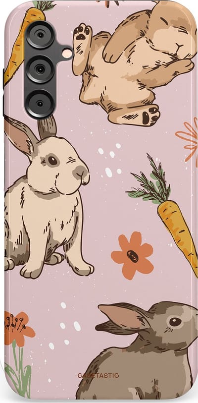 Casetastic Hoesje Geschikt voor Samsung A14 (5G/4G) - Stijlvolle Beschermende Duo-layer Case - Hop hop knuffels