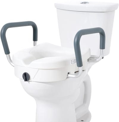 Toiletverhoger, 5 Inch Hoog, Draagvermogen 350 Lbs, Instelbare Breedte 19,1 Inch - 21,7 Inch, Montage met Draaisluiting, voor Ronde En Langwerpige Toiletten, Senioren, Gehandicapten, Zwangere Vrouwen