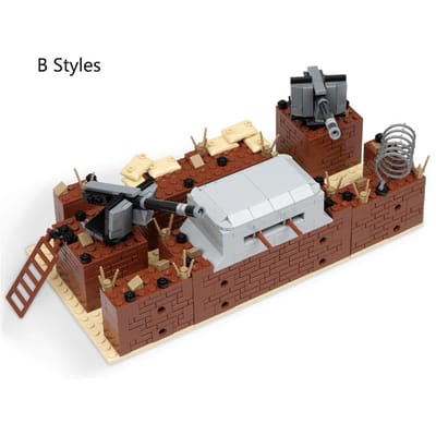 B Militaire Speelgoedset Bouwstenen 4-in-1 Militaire Bunker Gracht Basis Simulatiespellen Jongens Speelgoed Verjaardagscadeaus No box gray