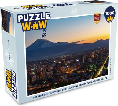 Puzzel Het Armeense Jerevan in de schemering met de berg Ararat in Azië - Legpuzzel - Puzzel 1000 stukjes volwassenen
