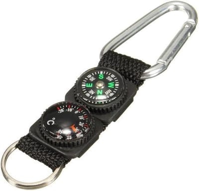 Kompas en Temperatuurmeter / Survival Sleutelhanger met Karabijn Haak