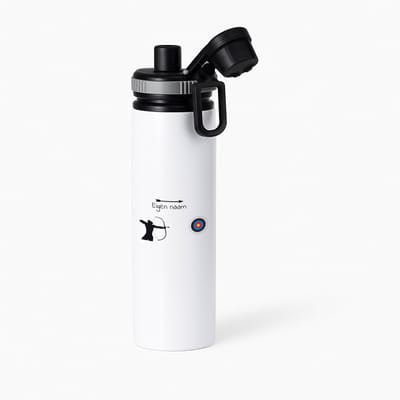 Hacebo® - Boogschieten met naam waterfles met draaidop grijs - Sport - Boogschieters - Cadeau - Verjaardag - Geschenk - Gepersonaliseerde Jongens en meisjes - water fles - 850ML